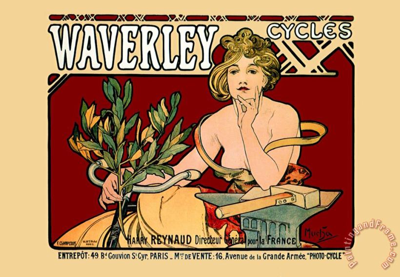 Waverley Cycles painting - Alphonse Marie Mucha Waverley Cycles Art Print