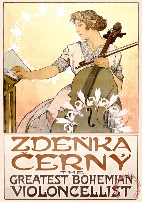 Alphonse Marie Mucha Zdenka Cerny Cello Concert Art Print