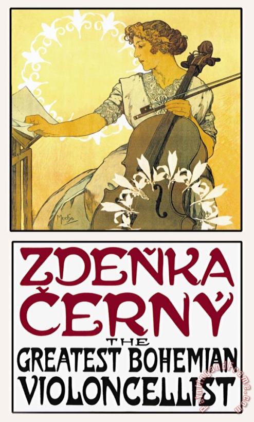 Alphonse Marie Mucha Zdenka Cerny The Greatest Bohemian Violoncellist Art Painting
