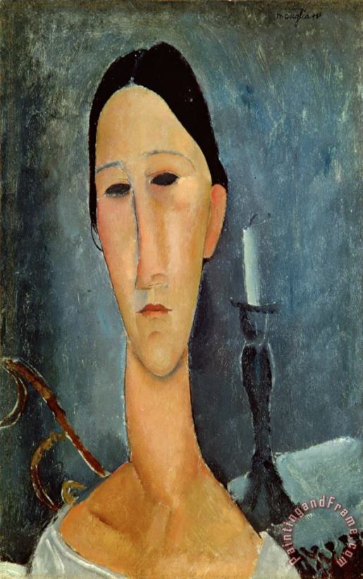 Amedeo Modigliani Hanka Zborowska with a Candlestick Art Painting