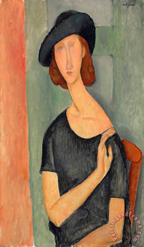 Jeanne Hebuterne (au Chapeau), 1919 painting - Amedeo Modigliani Jeanne Hebuterne (au Chapeau), 1919 Art Print