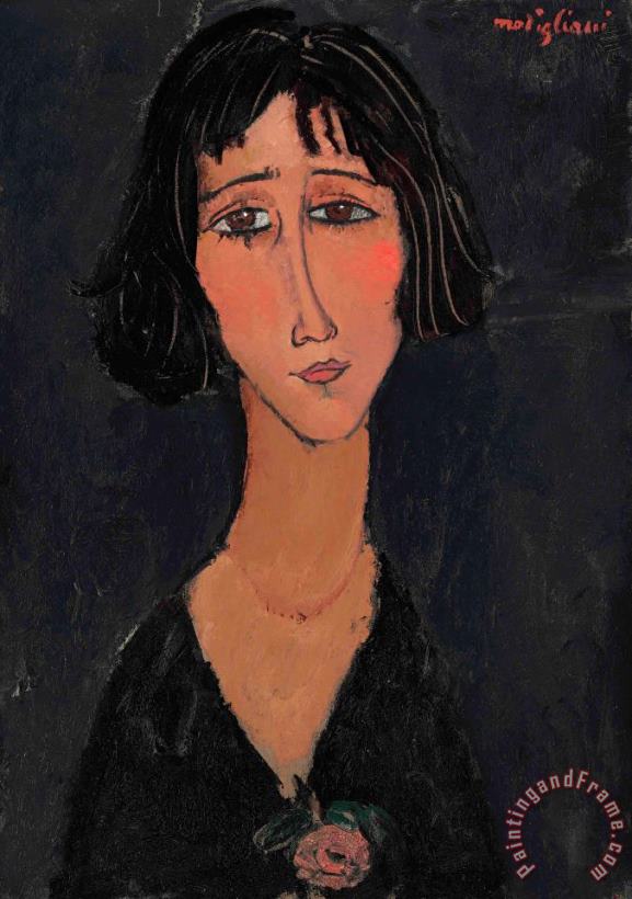 Amedeo Modigliani Jeune Femme a La Rose (margherita), 1916 Art Painting