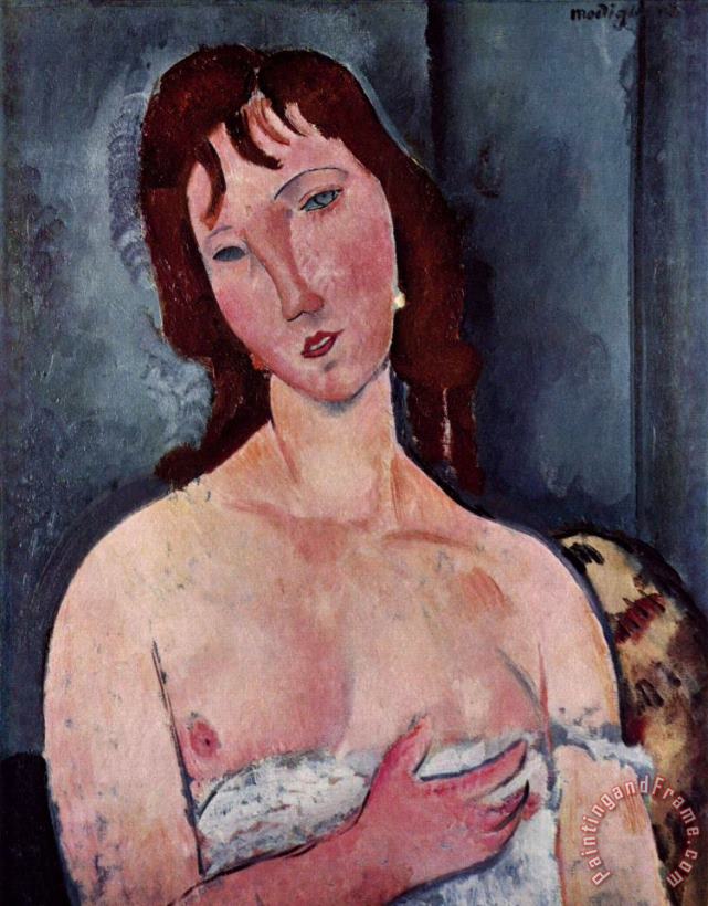 Junge Frau, 1918 painting - Amedeo Modigliani Junge Frau, 1918 Art Print