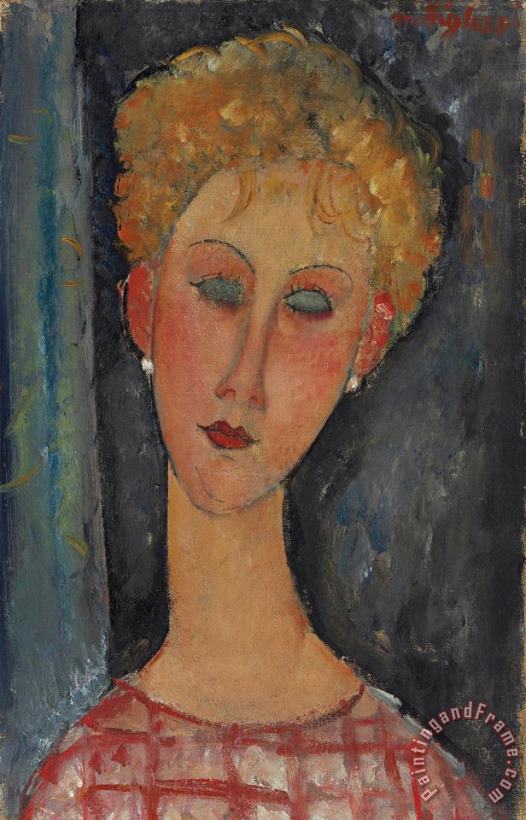 Amedeo Modigliani La Blonde Aux Boucles D'oreille, 1918 Art Painting