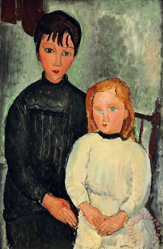 Les Deux Filles, 1918 painting - Amedeo Modigliani Les Deux Filles, 1918 Art Print