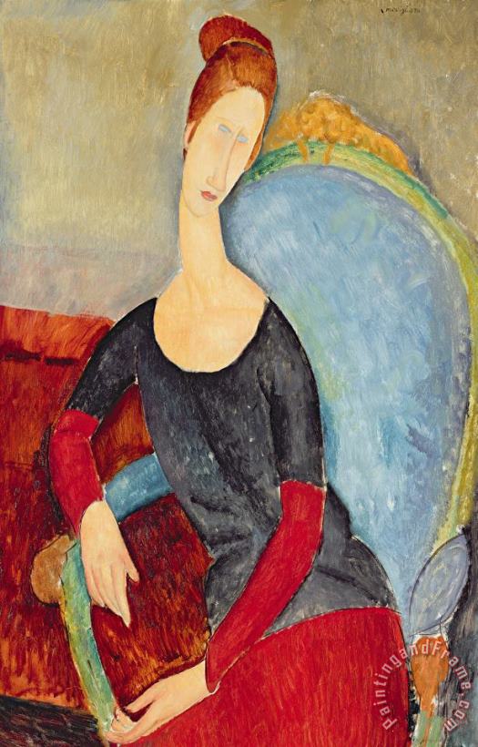 Mme Hebuterne In A Blue Chair painting - Amedeo Modigliani Mme Hebuterne In A Blue Chair Art Print
