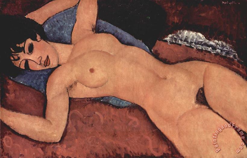 Amedeo Modigliani Red Female Nude Painting Art Print