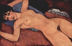 Amedeo Modigliani Red Female Nude Painting