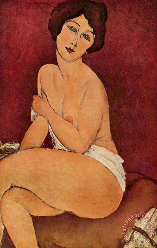 Seated Female Nude painting - Amedeo Modigliani Seated Female Nude Art Print