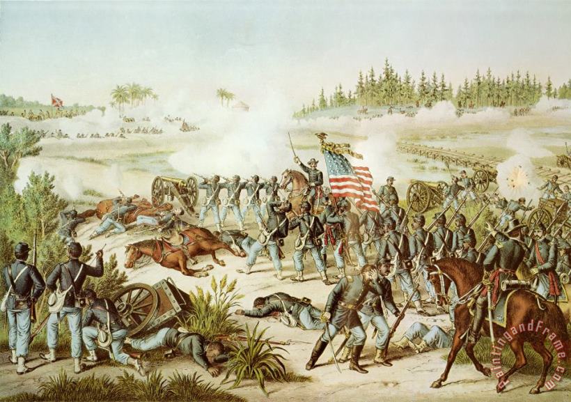 Battle of Olustee painting - American School Battle of Olustee Art Print