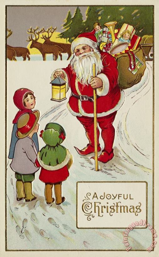 Christmas Card painting - American School Christmas Card Art Print