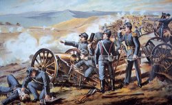American School Federal field artillery in action during the American Civil War