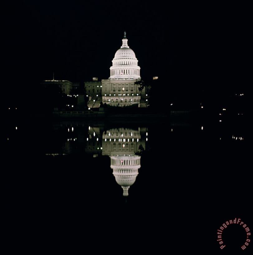 American School Night View of the Capitol Art Painting