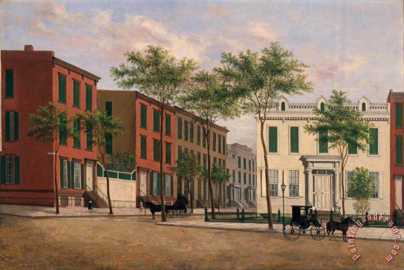 Street in Brooklyn painting - American School Street in Brooklyn Art Print