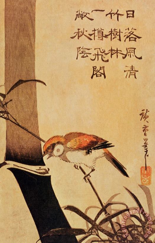 Bird And Bamboo painting - Ando or Utagawa Hiroshige Bird And Bamboo Art Print