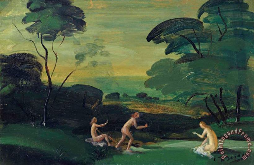 Trois Nymphes Se Baignant painting - Andre Derain Trois Nymphes Se Baignant Art Print
