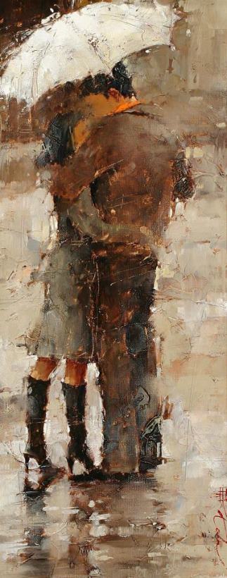 Kiss in The Rain painting - Andre Kohn Kiss in The Rain Art Print