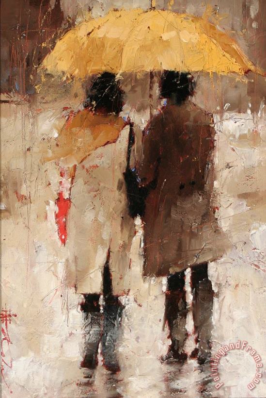 Andre Kohn Shopping in The Rain Art Print