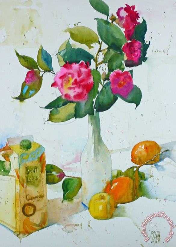 Andre Mehu Camellias and brown sugar Study Art Painting