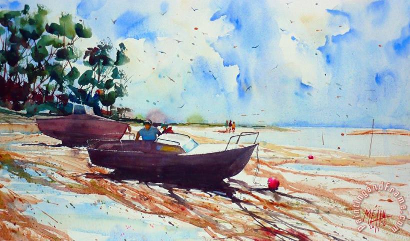 Le Bas Pouldu Low tide painting - Andre Mehu Le Bas Pouldu Low tide Art Print