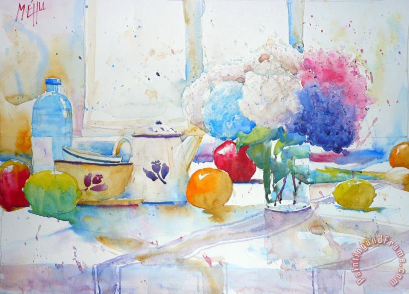 Still Life with Hydrangeas painting - Andre Mehu Still Life with Hydrangeas Art Print