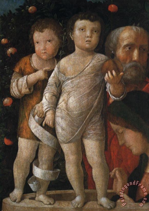 The Holy Family with St John painting - Andrea Mantegna The Holy Family with St John Art Print