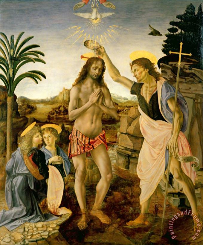 Andrea Verrocchio The Baptism of Christ by John The Baptist Art Painting