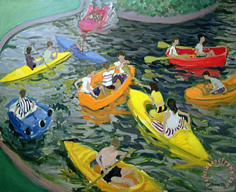 Canoes painting - Andrew Macara Canoes Art Print