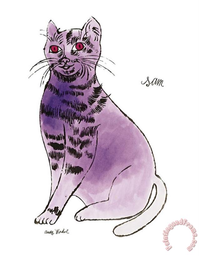 Andy Warhol 25 Cats Named Sam And One Blue Pussy by Andy Warhol C 1954 Purple Sam Art Print
