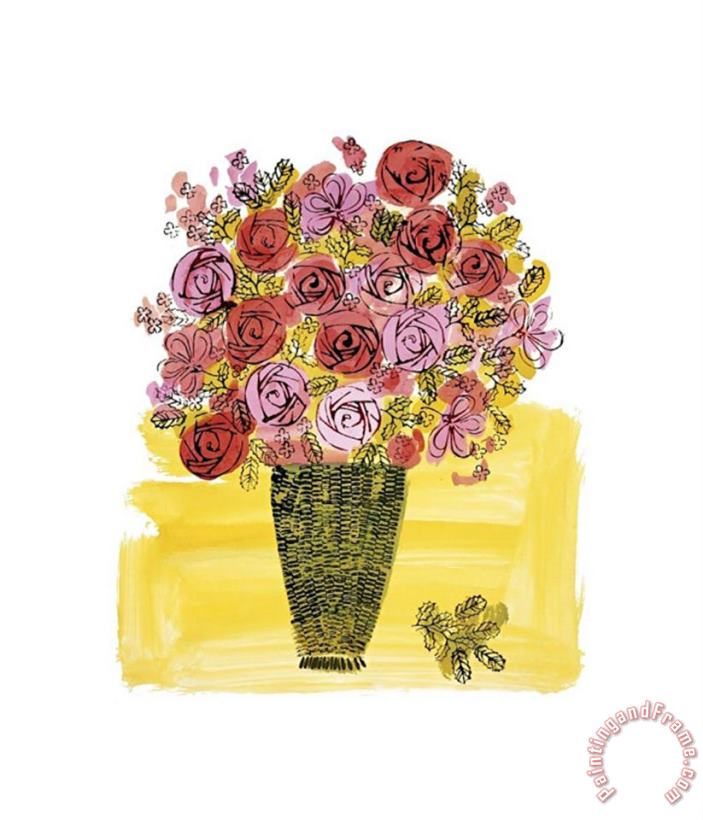 Andy Warhol Basket of Flowers C 1958 Art Painting