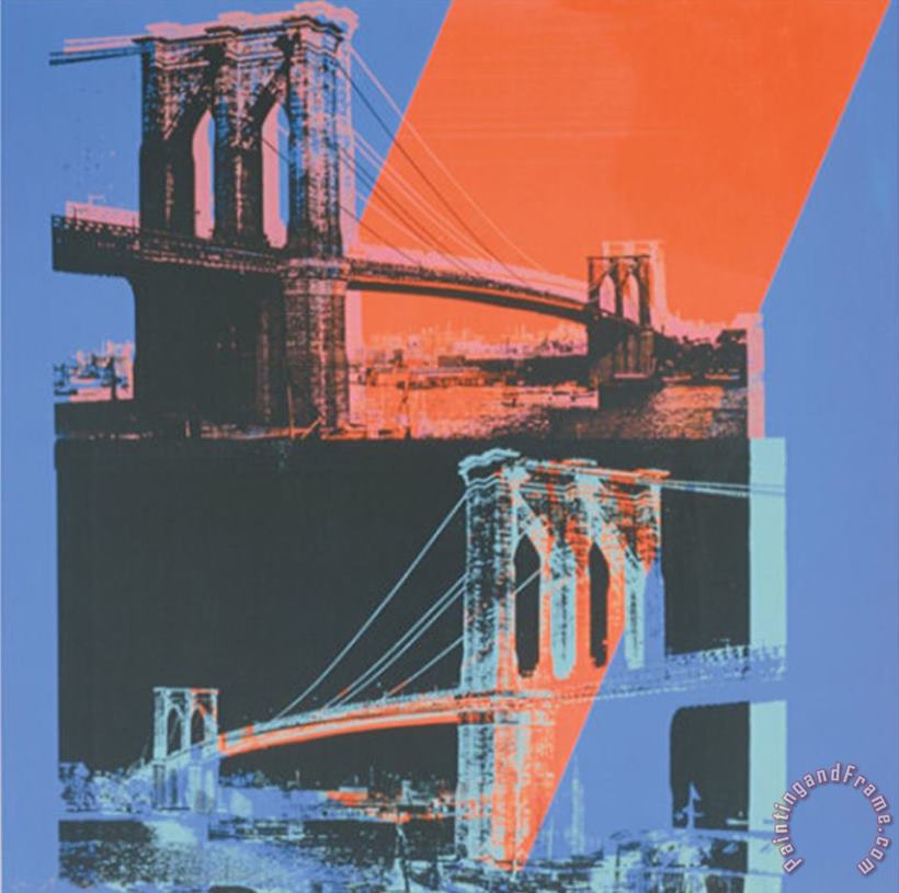 Brooklyn Bridge C 1983 Pink Red Blue painting - Andy Warhol Brooklyn Bridge C 1983 Pink Red Blue Art Print