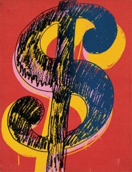 Andy Warhol Dollar Sign C 1981 Black And Yellow on Red