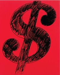 Andy Warhol Dollar Sign C 1981 Black on Red