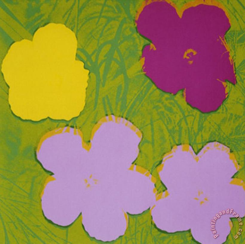 Flowers C 1970 Yellow Lilac Purple painting - Andy Warhol Flowers C 1970 Yellow Lilac Purple Art Print