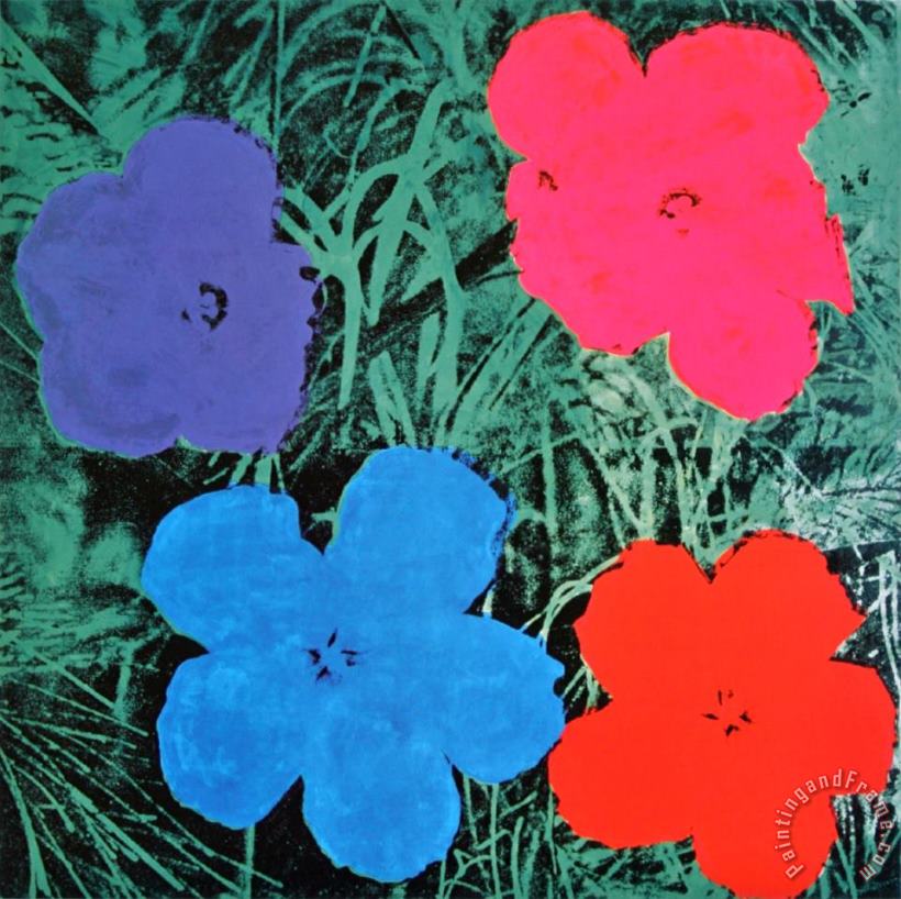 Flowers II painting - Andy Warhol Flowers II Art Print
