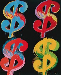 Andy Warhol Four Dollar Signs C 1982 Blue Red Orange Yellow