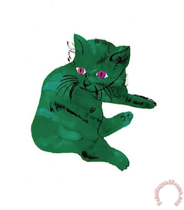 Andy Warhol Green Cat C 1956 Art Painting