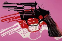 Andy Warhol Gun C 1981 82 Black White Red on Pink