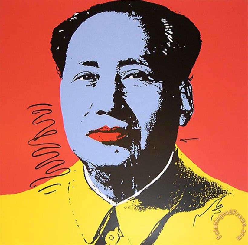 Andy Warhol Mao Tse Tung Kopf Blau Gelb Art Print