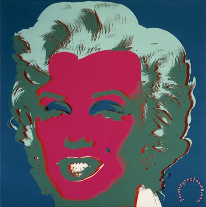 Marilyn C 1967 on Peacock Blue Red Face painting - Andy Warhol Marilyn C 1967 on Peacock Blue Red Face Art Print