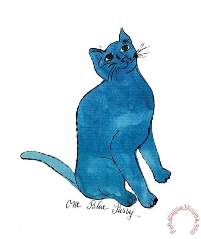 One Blue Pussy C 1954 painting - Andy Warhol One Blue Pussy C 1954 Art Print