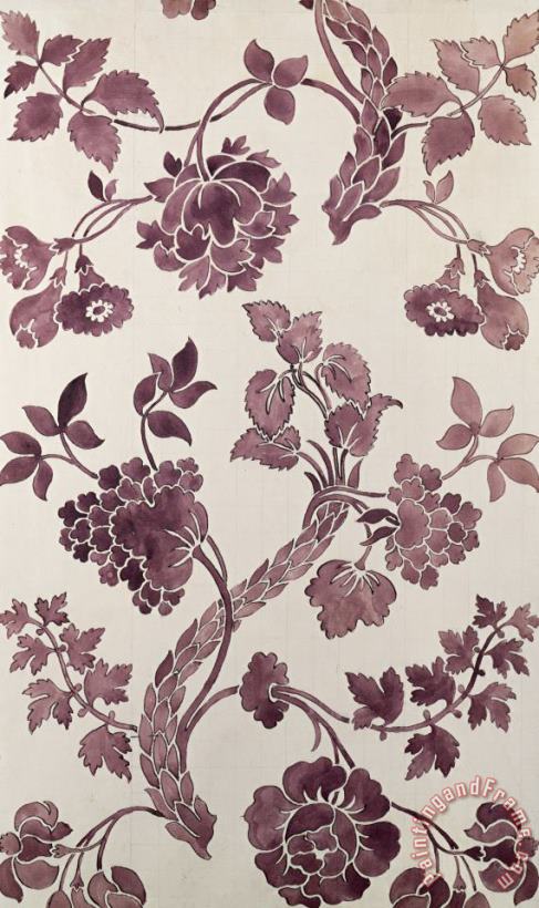 Design for a silk damask painting - Anna Maria Garthwaite Design for a silk damask Art Print