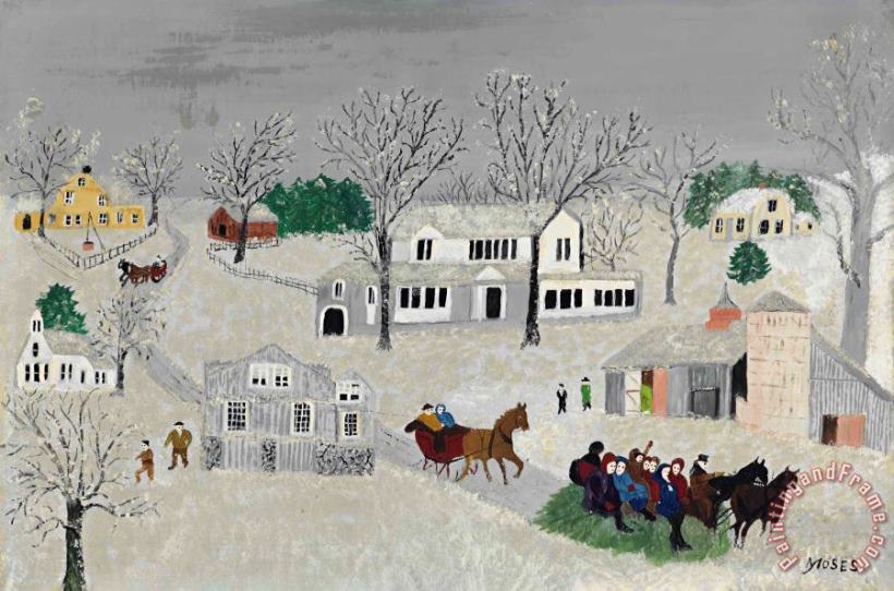 A Gay Time, March 27, 1953 painting - Anna Mary Robertson (grandma) Moses A Gay Time, March 27, 1953 Art Print