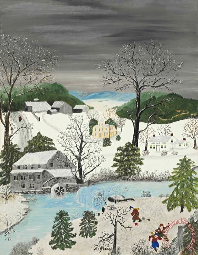 Taking Leg Bale for Security painting - Anna Mary Robertson (grandma) Moses Taking Leg Bale for Security Art Print