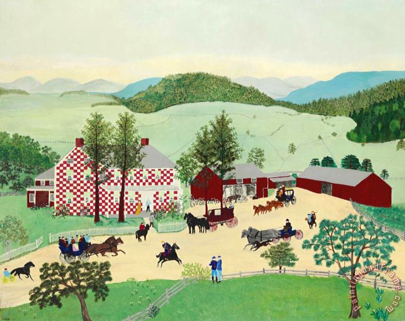 Anna Mary Robertson (grandma) Moses The Old Checkered House in 1860 Art Painting