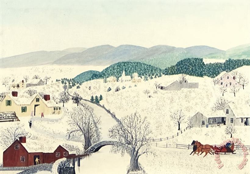 Anna Mary Robertson (grandma) Moses To Grandma's House We Go on Thanksgiving Day, 1942 Art Painting
