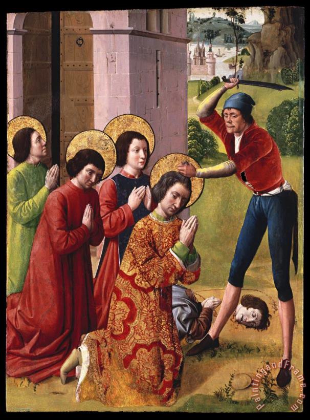 Anonymous French Artist Martyrdom of Saints Cosmas And Damian with Their Three Brothers, Part of an Altarpiece Art Print