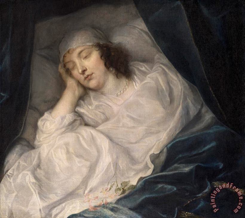 Venetia, Lady Digby, on Her Deathbed painting - Anthonie Van Dyck Venetia, Lady Digby, on Her Deathbed Art Print