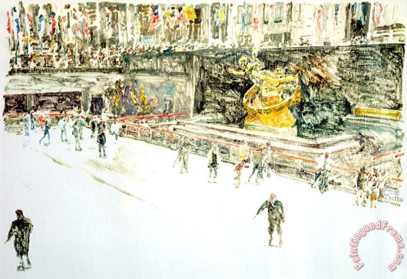 Rockefeller Center Skaters painting - Anthony Butera Rockefeller Center Skaters Art Print