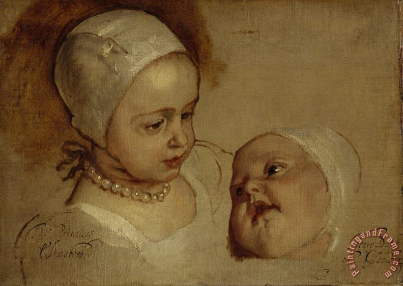 Anthony van Dyck Princess Elizabeth, 1635 1650 And Princess Anne, 1637 1640. Daughters of Charles I Art Painting
